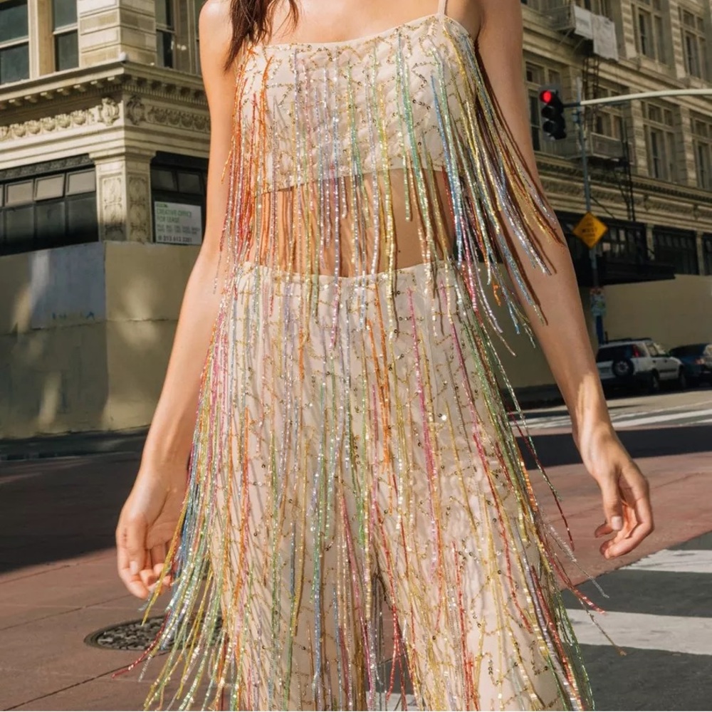 Nasty gal fringe top and pants set